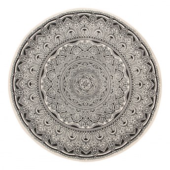 Dywan okrągły orientalny nadruk ø 120 cm czarno-kremowy HIZAN kod: 4251682228176