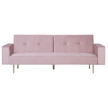 Sofa rozkładana welurowa różowa VISNES kod: 4251682206020