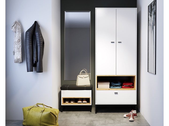 Garderoba OLIER 2 biały / dąb artisan