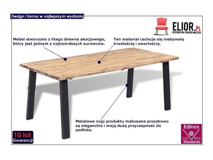 Brązowy stół z drewna akacjowego – Claris Długość 90 cm Wysokość 75 cm Kolor Beżowy Drewno Długość 170 cm Szerokość 90 cm Rozkładanie