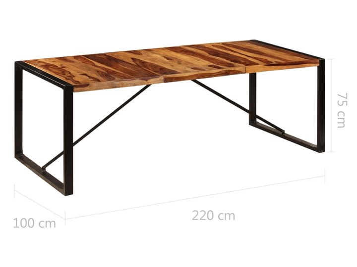 Brązowy stół z drewna sheesham 100x220 – Veriz 7X Styl Vintage Długość 220 cm Wysokość 75 cm Szerokość 100 cm Drewno Kształt blatu Prostokątny