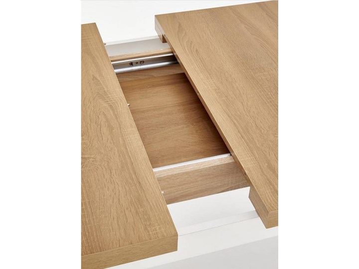 Duży stół do jadalni, rozkładany z wkładkami, dąb riviera Płyta MDF Wysokość 80 cm Szerokość 80 cm Długość 140 cm Długość 220 cm Wysokość 76 cm Drewno Długość 80 cm Rozkładanie Rozkładane