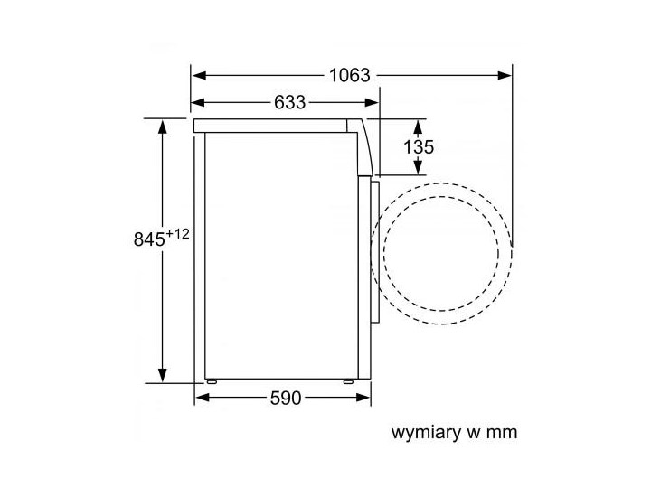 BOSCH i-Dos WAU28PK0PL Szerokość 59,8 cm Wysokość 84,5 cm Głębokość 59 cm Ładowanie Od frontu Kategoria Pralki