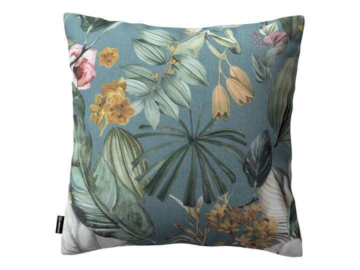 Poszewka Kinga na poduszkę, kwiaty na zielono-niebieskim tle, 43 × 43 cm, Abigail Poszewka dekoracyjna 60x60 cm 45x65 cm 50x50 cm 43x43 cm 45x45 cm Bawełna 40x60 cm Kwadratowe Kategoria Poduszki i poszewki dekoracyjne