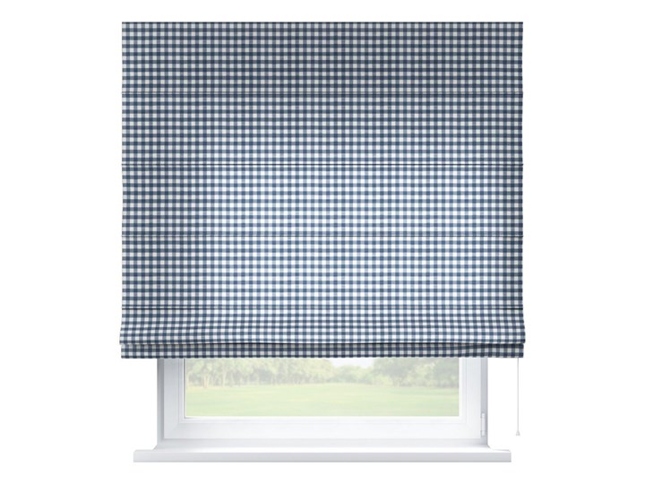 Roleta rzymska Capri, granatowo biała kratka (1,5x1,5cm), szer.80 × dł.170 cm, Quadro Wzór Dla dzieci