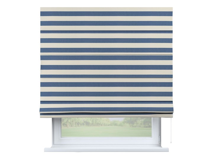 Roleta rzymska Capri, niebiesko - białe pasy (5,5cm), szer.80 × dł.170 cm, Quadro Pomieszczenie Biuro i pracownia Pomieszczenie Pokój przedszkolaka
