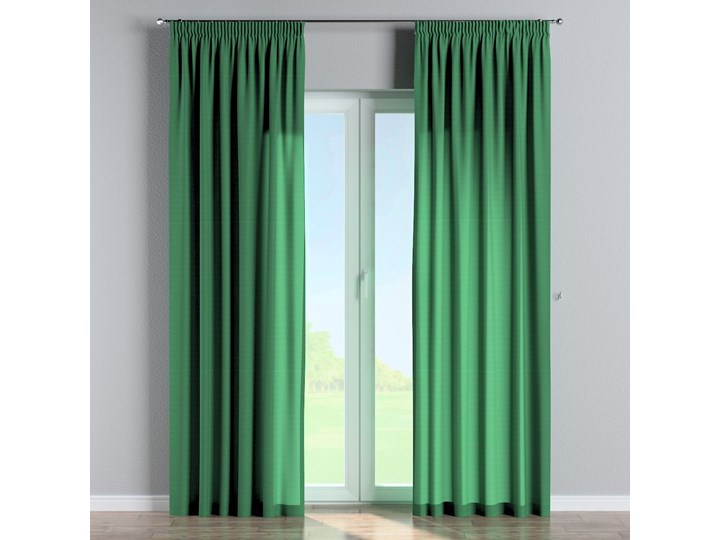 Zasłona na taśmie marszczącej 1 szt., butelkowa zieleń, 1szt 130 × 260 cm, Loneta Wzór Gładkie Bawełna Poliester 130x260 cm Zasłona zaciemniająca Mocowanie Taśma