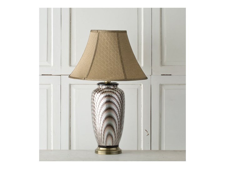 Lampa stołowa Maiko ceramiczna 71cm, 71 cm Lampa z kloszem Kolor Srebrny Kolor Beżowy