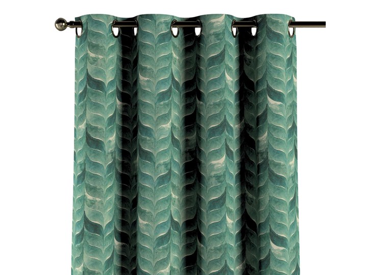 Zasłona na kółkach 1 szt., szmaragdowo-zielony wzór na lnianym tle, 1szt 130 × 260 cm, Abigail 130x260 cm Bawełna Len Zasłona zaciemniająca Wzór Nadruk