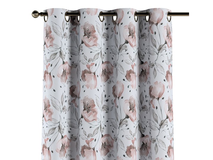 Zasłona na kółkach 1 szt., różowe kwiaty na kremowym tle, 1szt 130 × 260 cm, Velvet 130x260 cm Zasłona prześwitująca Poliester Pomieszczenie Salon