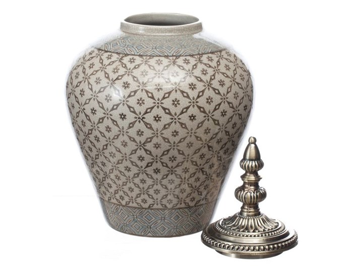 Waza ceramiczna Shiho z pokrywką 36cm, 36 cm Metal Ceramika Kategoria Wazony Kolor Szary