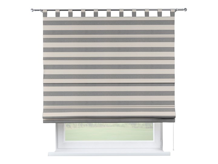Roleta rzymska Verona, biało - szare pasy (5,5cm), szer.80 × dł.170 cm, Quadro Wzór Paski