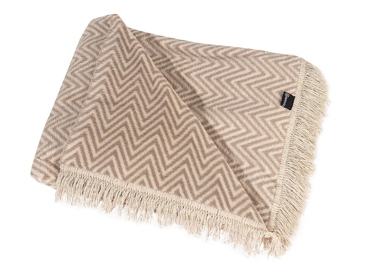 Koc Cosy Home 150x200cm Beige Chevron, 150 x 200 cm 150x200 cm Akryl Bawełna Wzór Geometryczny