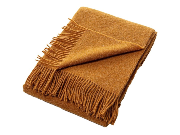 Pled Zelandia 140x200cm melange mustard, 140 x 200 cm 140x200 cm Wełna 130x180 cm Pomieszczenie Sypialnia Pomieszczenie Salon