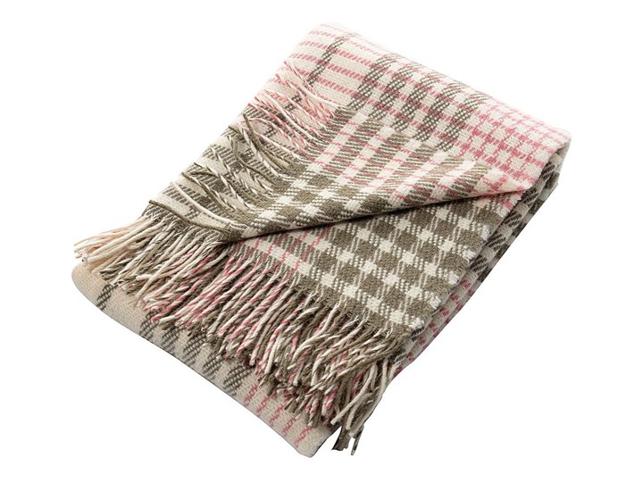 Pled Zelandia 140x200cm khaki/old rose, 140 x 200 cm 140x200 cm Wełna 130x180 cm Pomieszczenie Salon