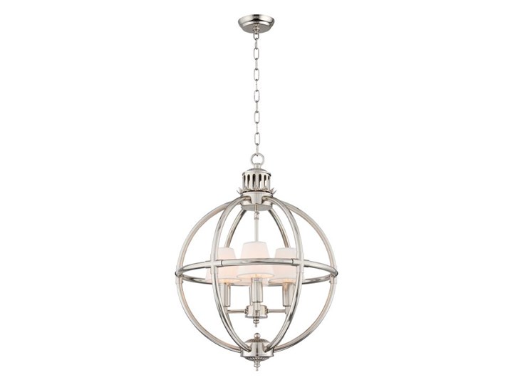 Srebrna lampa wisząca do salonu NEW YORK Lampa z abażurem Tkanina Chrom Metal Kolor Srebrny