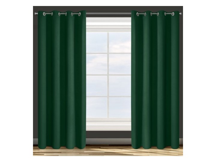 Zasłona z Tkaniny Zaciemniającej Parisa 135x250cm - Ciemny Zielony - Przelotki 135x250 cm Poliester Zasłona zaciemniająca Pomieszczenie Sypialnia