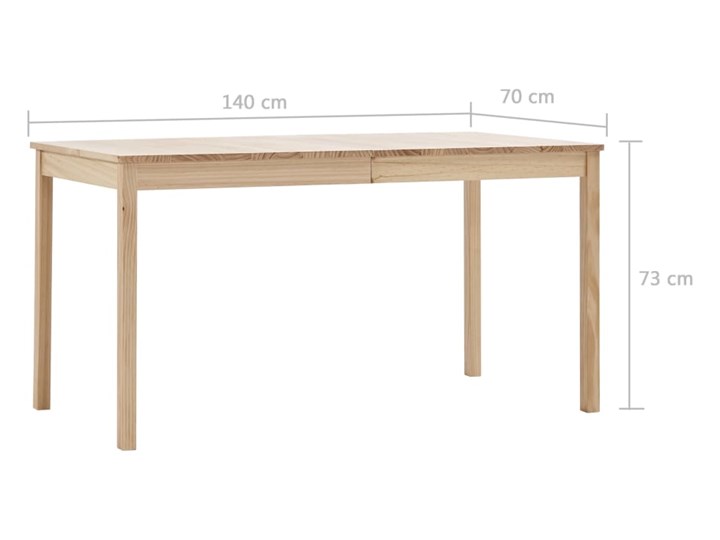 Naturalny stół sosnowy – Elmor 2X Wysokość 73 cm Długość 140 cm Szerokość 70 cm Sosna Długość 70 cm Rozkładanie