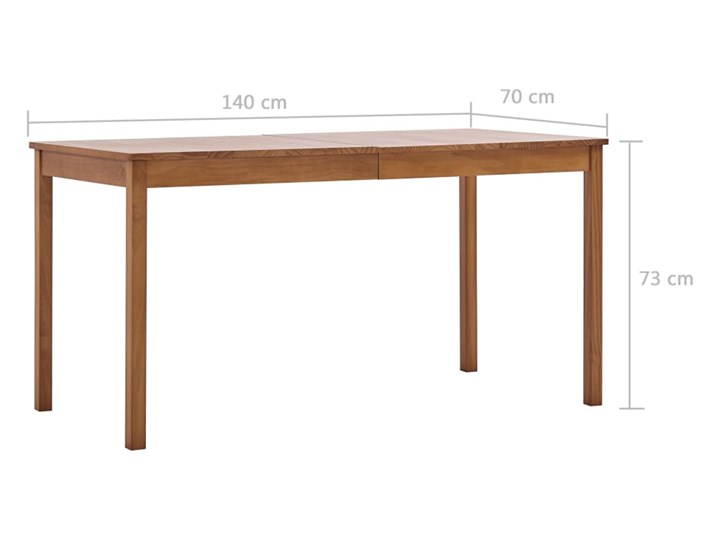 Miodowo-brązowy stół sosnowy – Elmor 2X Szerokość 70 cm Sosna Wysokość 73 cm Długość 70 cm Długość 140 cm  Rozkładanie