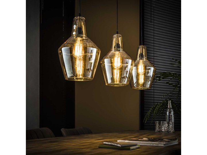 Lampa wisząca Perosse 3L 112 cm transparentna brązowa Metal Szkło Kolor Złoty