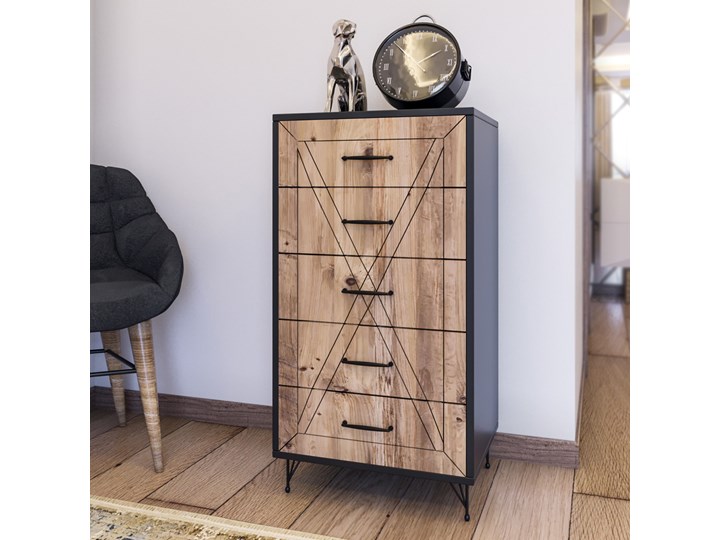 SELSEY Komoda Halavin 50 cm Głębokość 40 cm Drewno Wysokość 95 cm Płyta MDF Sosna Kategoria Komody