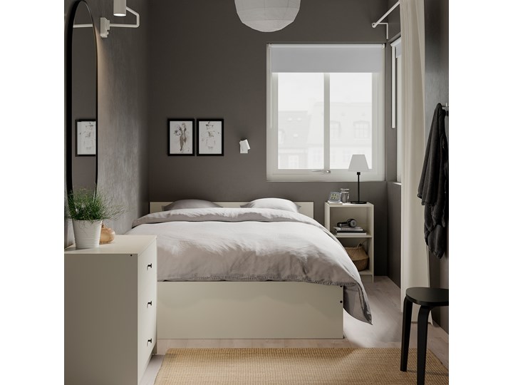 IKEA GURSKEN Rama łóżka, zagłówek, jasnobeżowy/Luröy, 140x200 cm Łóżko drewniane Zagłówek Z zagłówkiem