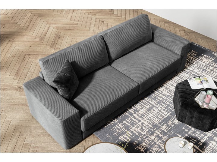 Szara sztruksowa sofa rozkładana Milo Casa Donatella Kolor Szary Pomieszczenie Salon