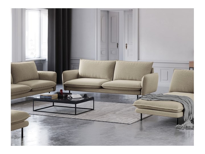 Beżowa sofa Cosmopolitan Design Vienna, 230 cm Głębokość 92 cm Stała konstrukcja Boki Z bokami