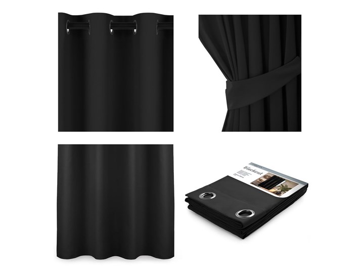 Czarna zasłona zaciemniająca AmeliaHome Eyelets Black, 140x245 cm