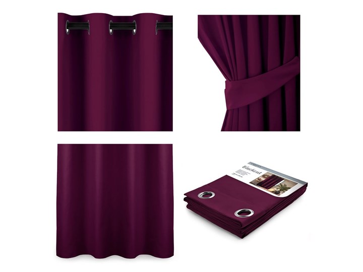Ciemnofioletowa zasłona zaciemniająca AmeliaHome Eyelets Plum, 140x245 cm