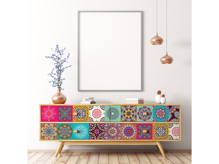Zestaw 24 naklejek Ambiance Coralina, 15x15 cm Na ścianę Wzór Geometria Kategoria Naklejki