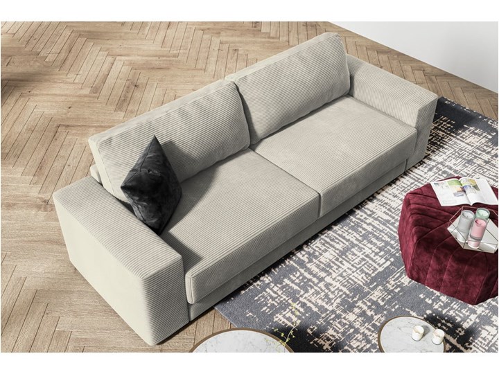 Beżowa sztruksowa sofa rozkładana Milo Casa Donatella Wielkość Trzyosobowa