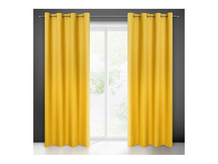 Prosta Zasłona Style 140x250cm - Musztardowy - Przelotki Kolor Żółty 140x250 cm Poliester Wzór Nadruk