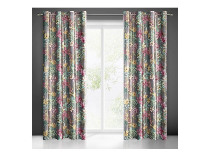 Gotowa Zasłona Larice 140x250cm - Srebrny/Różowy - Przelotki Typ Zasłony gotowe Poliester 140x250 cm Wzór Kwiaty