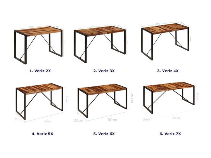 Brązowy stół z drewna sheesham 100x220 – Veriz 7X Kształt blatu Prostokątny Długość 220 cm Drewno Szerokość 100 cm Wysokość 75 cm Kategoria Stoły kuchenne