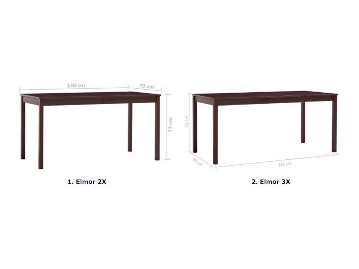 Stół z drewna sosnowego Elmor 3X – ciemnobrązowy Sosna Wysokość 73 cm Drewno Średnica