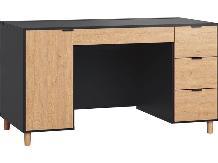 Biurko 140 Głębokość 65 cm Drewno Metal Biurko tradycyjne Szerokość 140 cm Styl Nowoczesny