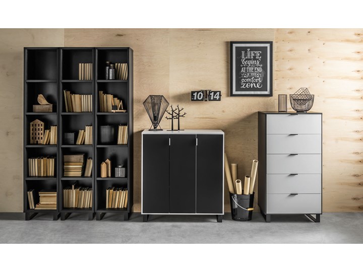 Komoda z drzwiami Wysokość 91 cm Głębokość 45 cm Z szafkami Szerokość 90 cm Drewno Płyta MDF Styl Skandynawski