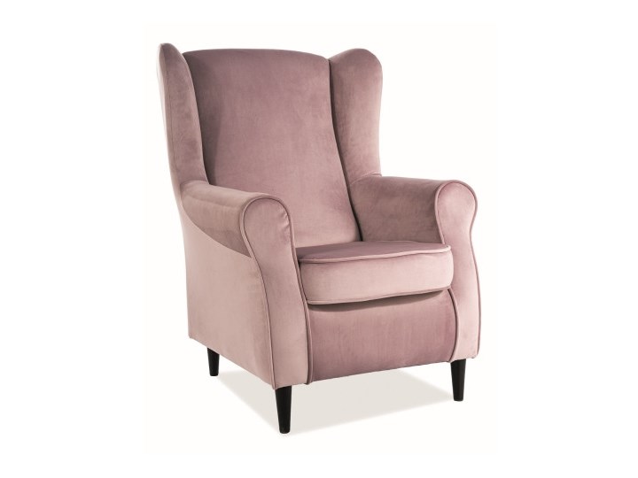 Fotel Uszak Baron Velvet - 9 kolorów antyczny róż Fotel pikowany Plusz Wysokość 53 cm Głębokość 53 cm Drewno Szerokość 75 cm Tworzywo sztuczne Pomieszczenie Salon Tkanina Wysokość 101 cm Styl Klasyczny