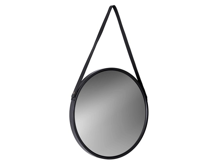 Lustro wiszące okrągłe na pasku MIRAGE 60 cm czarne