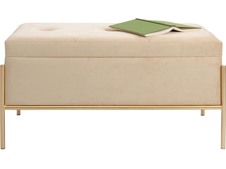 Ławka ze schowkiem Buttons Storage 80x43 cm beżowa Kolor Beżowy Pomieszczenie Salon