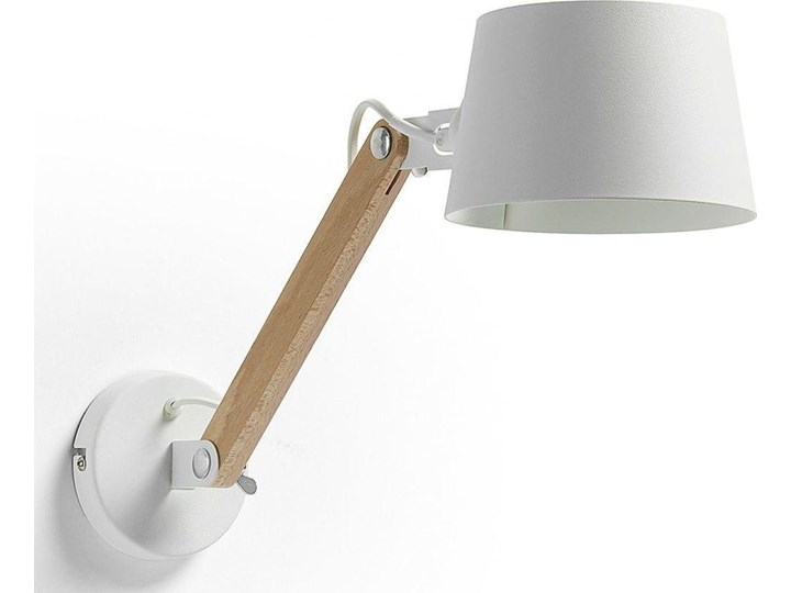 Kinkiet Move 44x25 cm biały Drewno Styl Industrialny Kinkiet z kloszem Metal Styl Nowoczesny