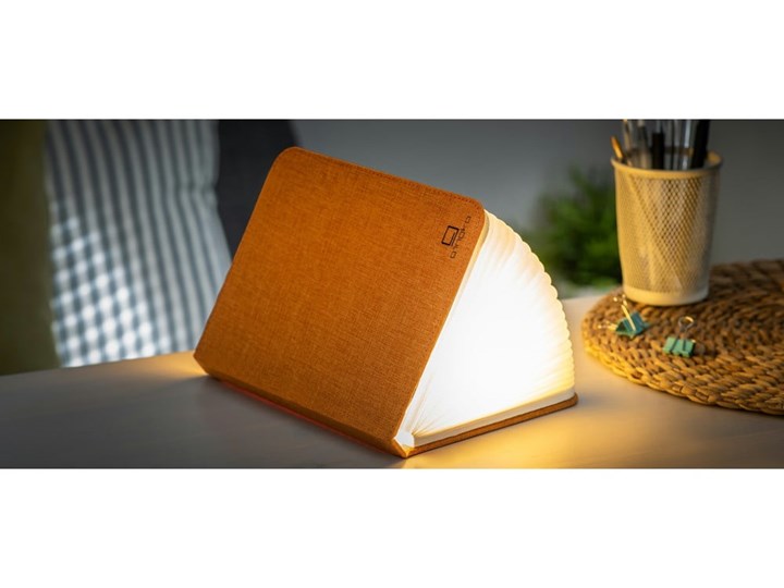 Pomarańczowa lampa stołowa LED w kształcie książki Gingko Booklight Lampa z kloszem Lampa dekoracyjna Wysokość 22 cm Kolor Szary
