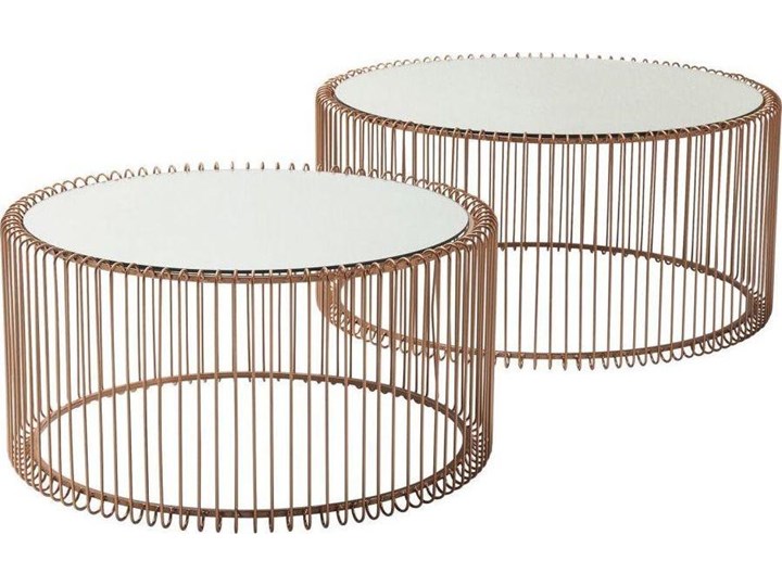 Zestaw dwóch stolików kawowych Wire miedziane Zestaw stolików Wysokość 60 cm Szkło Kategoria Stoliki i ławy