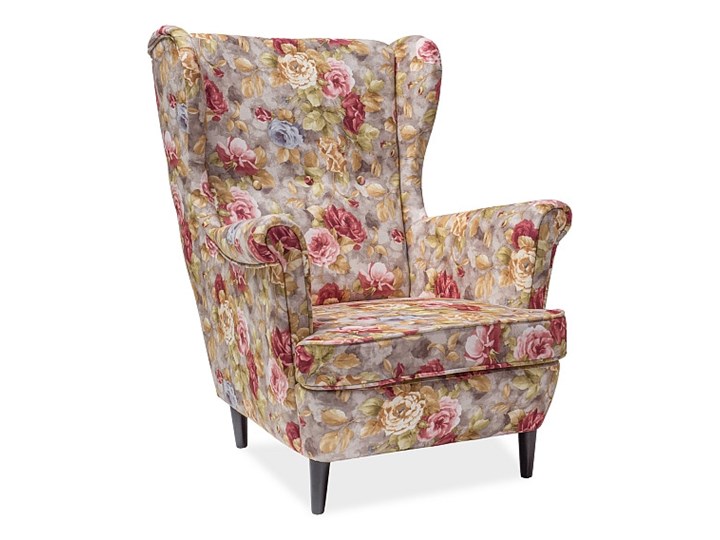 Fotel Uszak Lord Coral WM25 Głębokość 56 cm Styl Glamour Drewno Wysokość 101 cm Tworzywo sztuczne Fotel pikowany Tkanina Wysokość 41 cm Szerokość 83 cm Pomieszczenie Salon