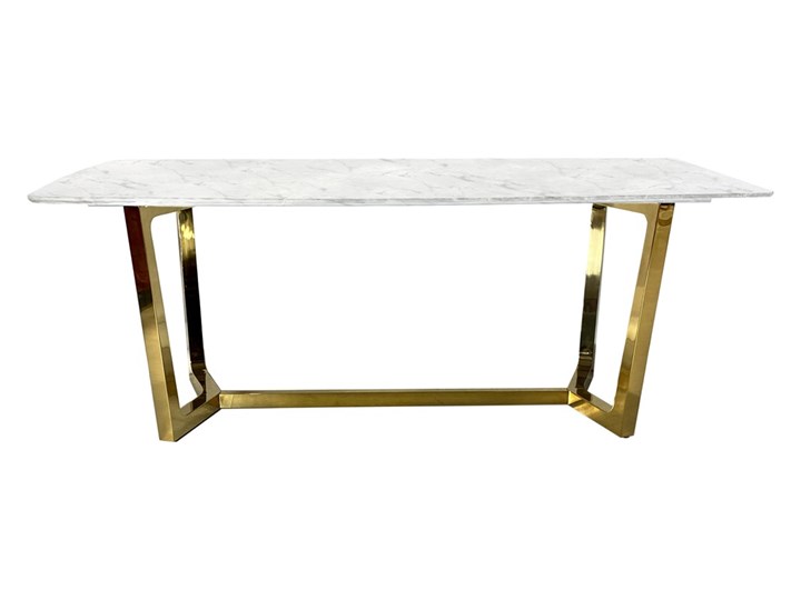 Stół ROSETA GLAMUR Marmur Złoto 200 x 100 Szerokość 100 cm Wysokość 75 cm Stal Długość 200 cm Kształt blatu Prostokątny
