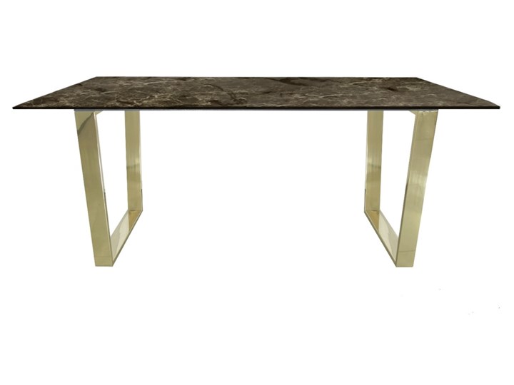 Stół MADERA GLAMUR Marmur brąz /złoto 180 x 90 Długość 180 cm Stal Kolor Złoty Szerokość 90 cm Wysokość 75 cm Pomieszczenie Stoły do salonu