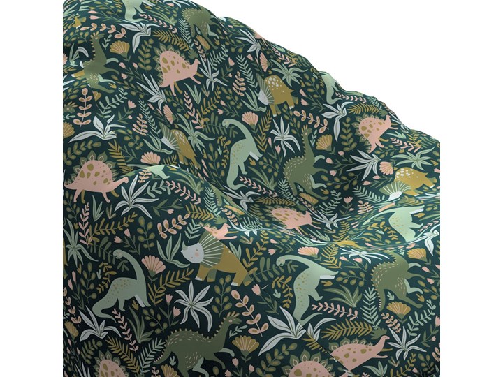 Worek do siedzenia Bowli, Dinozaury na zielonym tle, Ø60 × 105 cm, Magic Collection Zwierzak Kategoria Pufy Tkanina Pomieszczenie Pokój nastolatka