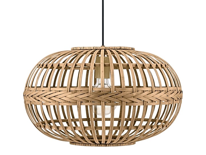 Eglo 49771 - Lampa wisząca AMSFIELD 1xE27/60W Metal Lampa z abażurem Drewno Kolor Beżowy