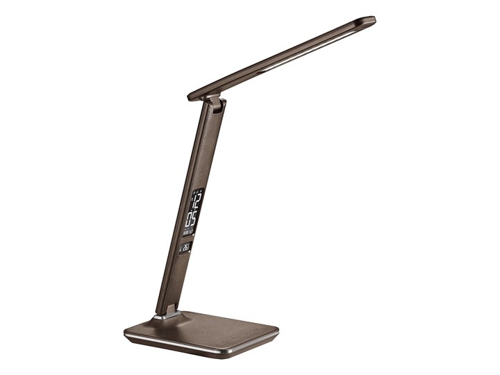 Solight WO45-H - LED Lampa stołowa z wyświetlaczem LED/9W/230V brązowy Tworzywo sztuczne Funkcje Lampa dotykowa Wysokość 38 cm Funkcje Lampa LED